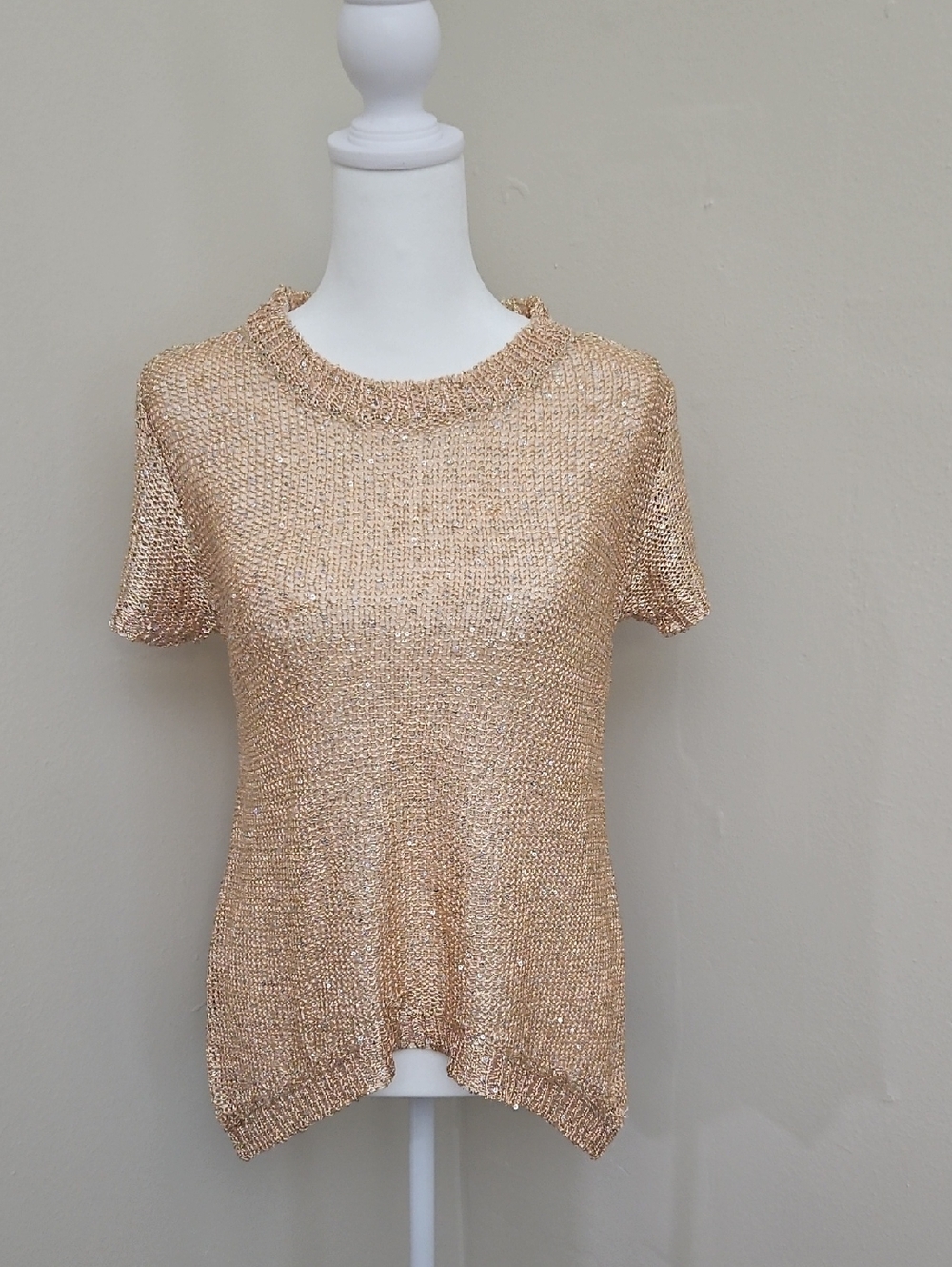 Miss Shop Glittering Tan Knit Top